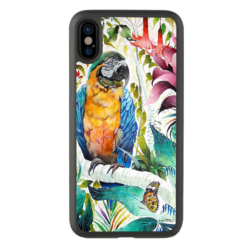 适用于卡通14彩色鹦鹉插画iPhone13手机壳15promax可爱xs保护套xr