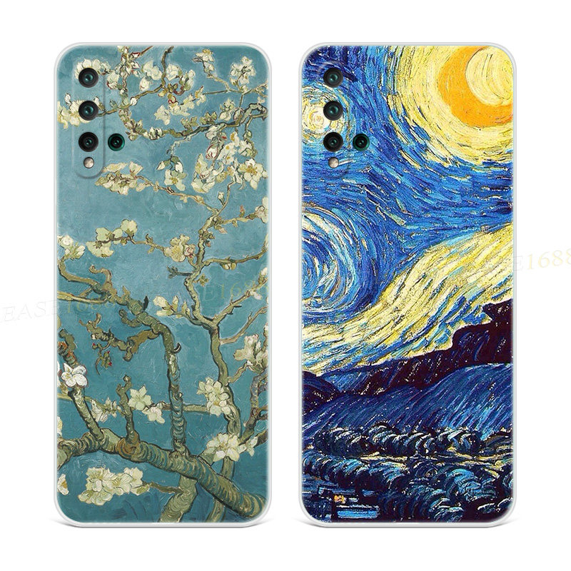 复古油画适用华为nova5pro手机壳6se抽象星空4e3i2s文艺z个性梵高