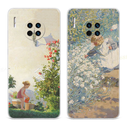 可爱新款适用华为mate60手机壳40pro+50文艺20x情侣10e9油画8男女