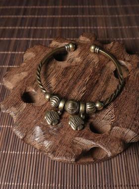 六字真言银手镯女999纯银