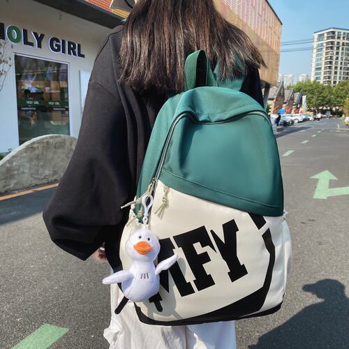正版巴朗跨境学生双肩包韩版潮流字母情侣背包大容量电脑背包