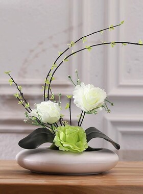 仿真花玫瑰花艺套装摆件