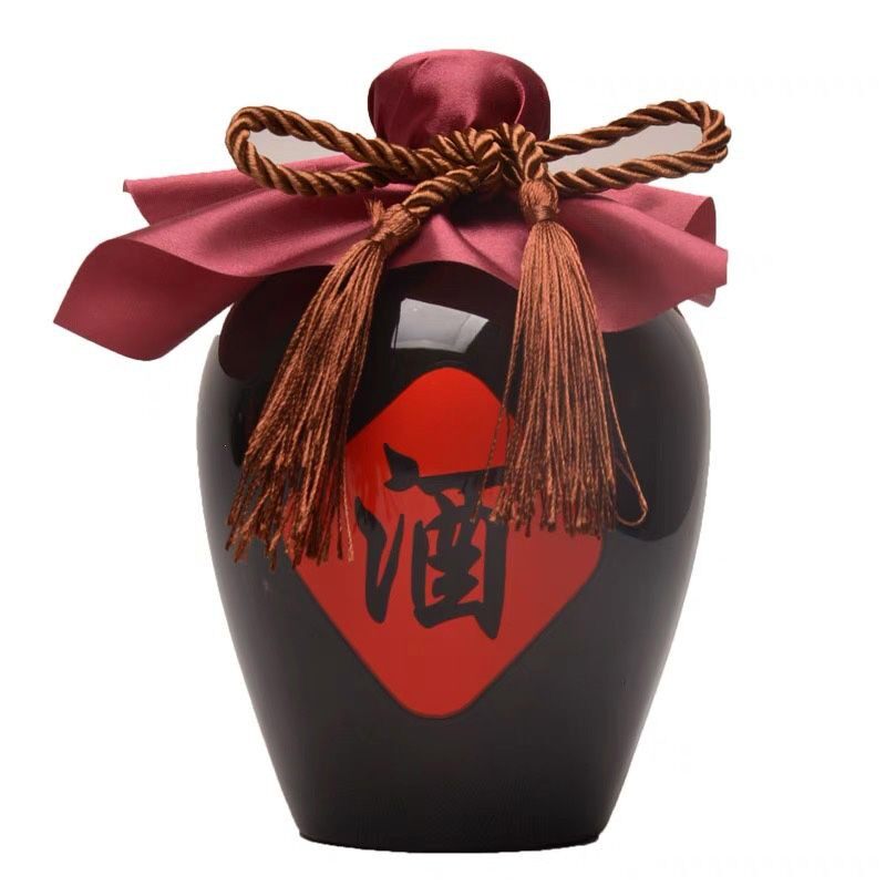 烤花老式1斤2斤3斤5斤10斤装黑色釉陶瓷酒瓶高档酒壶空酒瓶酒坛子