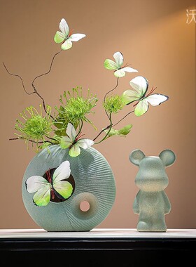 梦想蓝蝴蝶花瓶摆件玄关