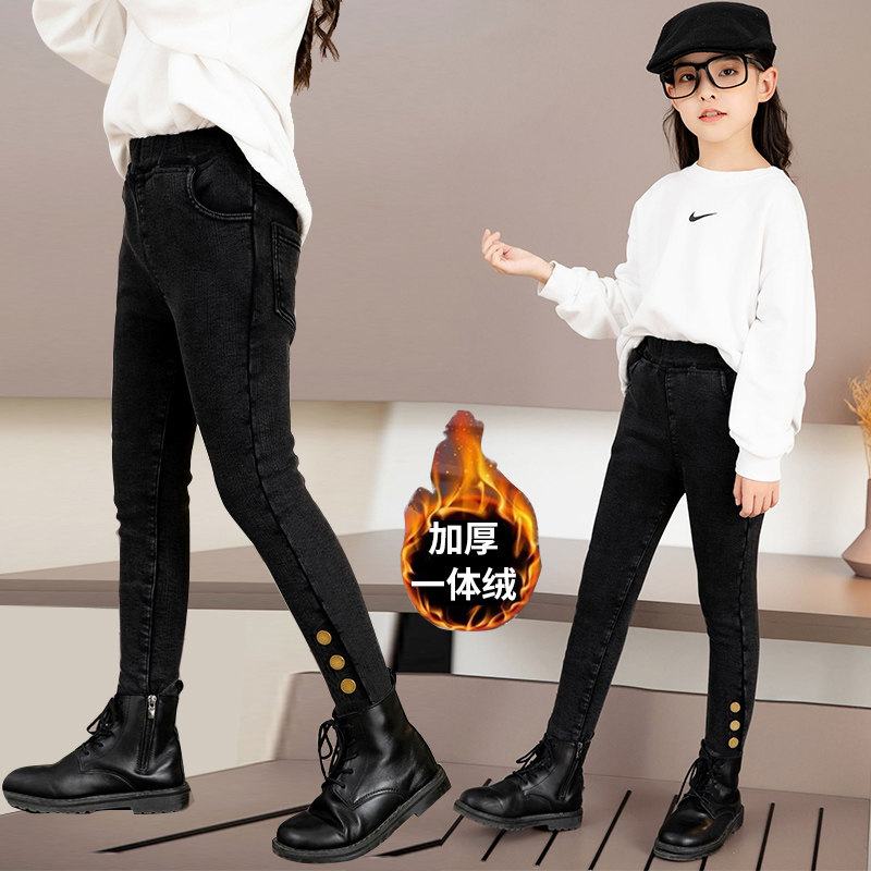 girl Jeans Plush thickening Winter clothes CUHK Leggings One velvet children Warm pants girl Cotton pantsin the Children/Baby/Family fitted , Pants  category - from Buy2taobao.com to provide professional Taobao agent buy service