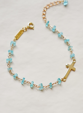 THISNESS纯银十字架磷灰石手链