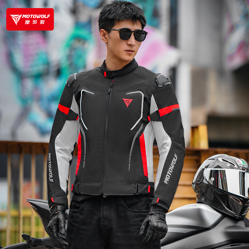 摩多狼秋冬摩托车骑行服防风保暖夹克机车装备护具防摔外套风衣男