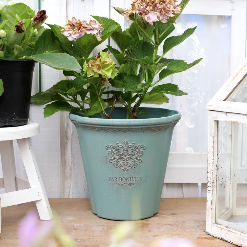 艺品园艺 做旧复古蓝色大小号圆形树脂加厚花盆,鲜花速递/花卉仿真/绿植园艺,花盆,淘宝优惠券,粉丝福利购,淘宝优惠卷