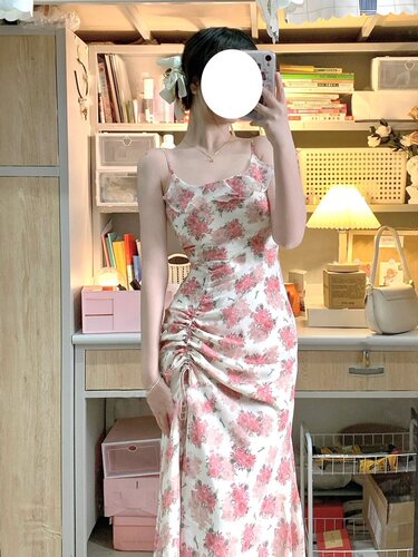 crepe超长自制女装吊带高个子