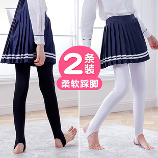 儿童打底裤女夏季薄款白色女童舞蹈袜练功裤连裤袜拉丁舞服踩脚裤