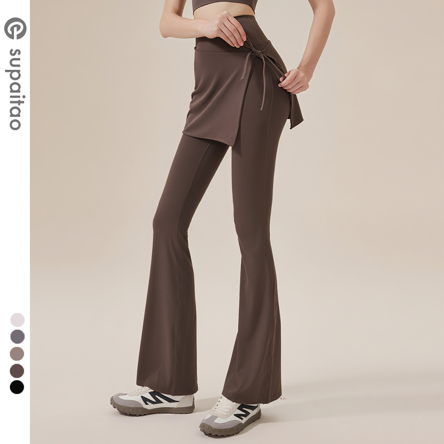 苏派淘两件套瑜伽裤微喇叭健身裤遮臀裤子裸感抗菌外穿高腰提臀女