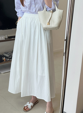 白色山本裙女2024夏季新款韩版休闲垂坠百搭宽松显瘦中长款半身裙