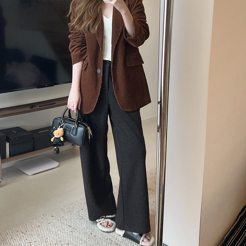 Lpants 2025秋冬新款韩系高腰显瘦休闲裤女宽松百搭直筒阔腿长裤