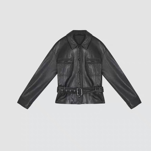 2025早春英国泡皮进口小羊皮抗风保暖时尚皮衣杨树林款皮衣外套