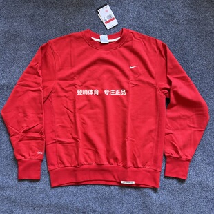 NIKE/耐克男女经典刺绣小勾线圈宽松套头运动卫衣 新年红CK6359