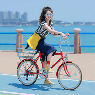 纽斯加复古女士女生自行车成人通勤代步变速自由畅想单车