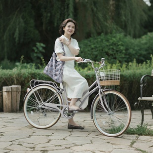 新款 纽斯加老人自行车老年人适合女款 女士城市通勤代步单速复古式