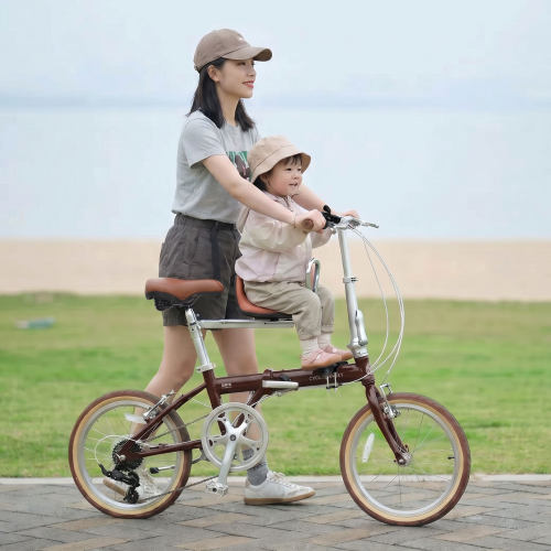 新型轻便折叠自行车带小孩母子车