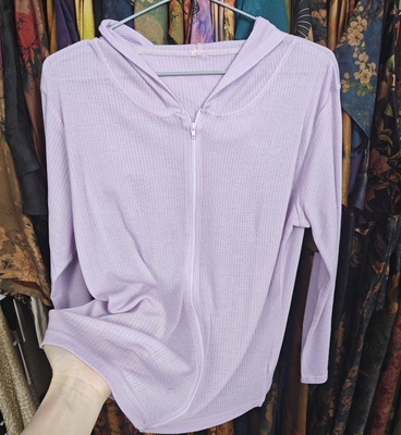 软糯透气真丝异形螺纹针织开衫女夏季桑蚕丝薄款防晒衣连帽外套