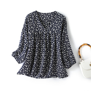 超凉快夏季桑蚕丝上衣女薄款vl领衬衣裸感透气真丝小衫韩版娃娃衫