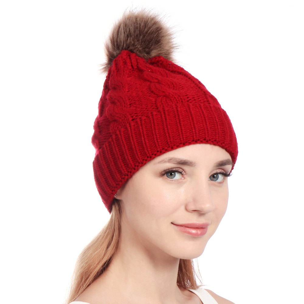 欧美麻花针织秋冬纯色毛线帽加厚