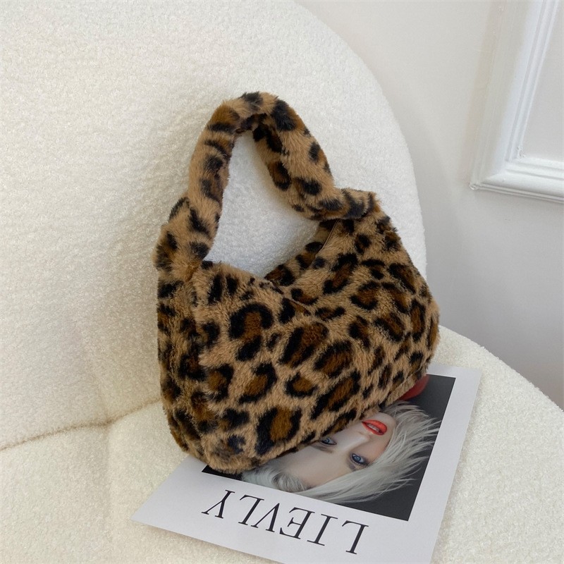 设计小众包手提女小包豹纹2025新款时尚单肩毛毛包托特包简约通勤,运动包/户外包/配件,单肩包,淘宝优惠券,粉丝福利购,淘宝优惠卷