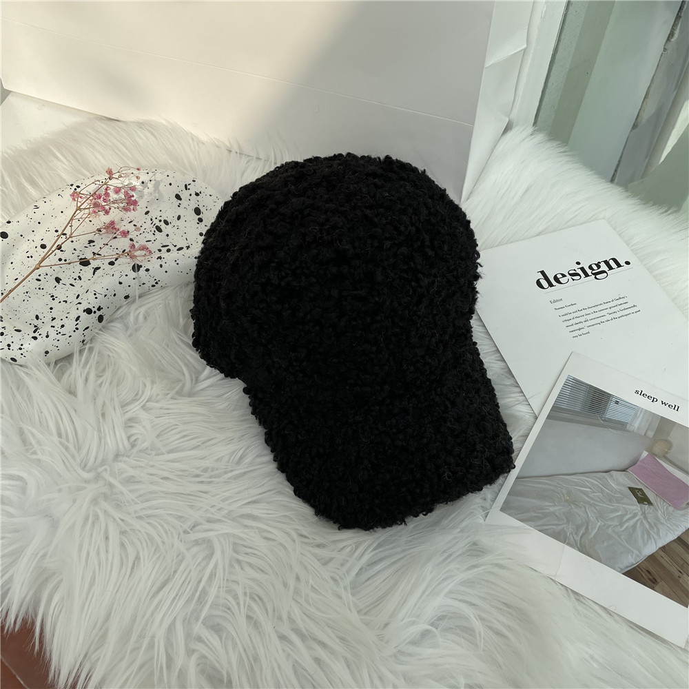 韩国ins可爱仿羊羔毛泰迪绒棒球