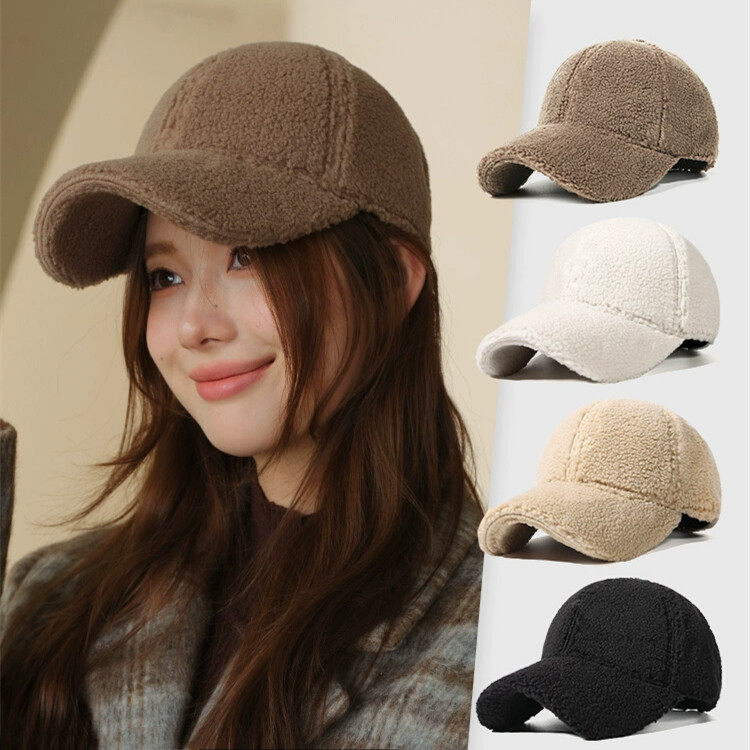 羊羔绒双面戴帽子女秋冬保暖毛绒