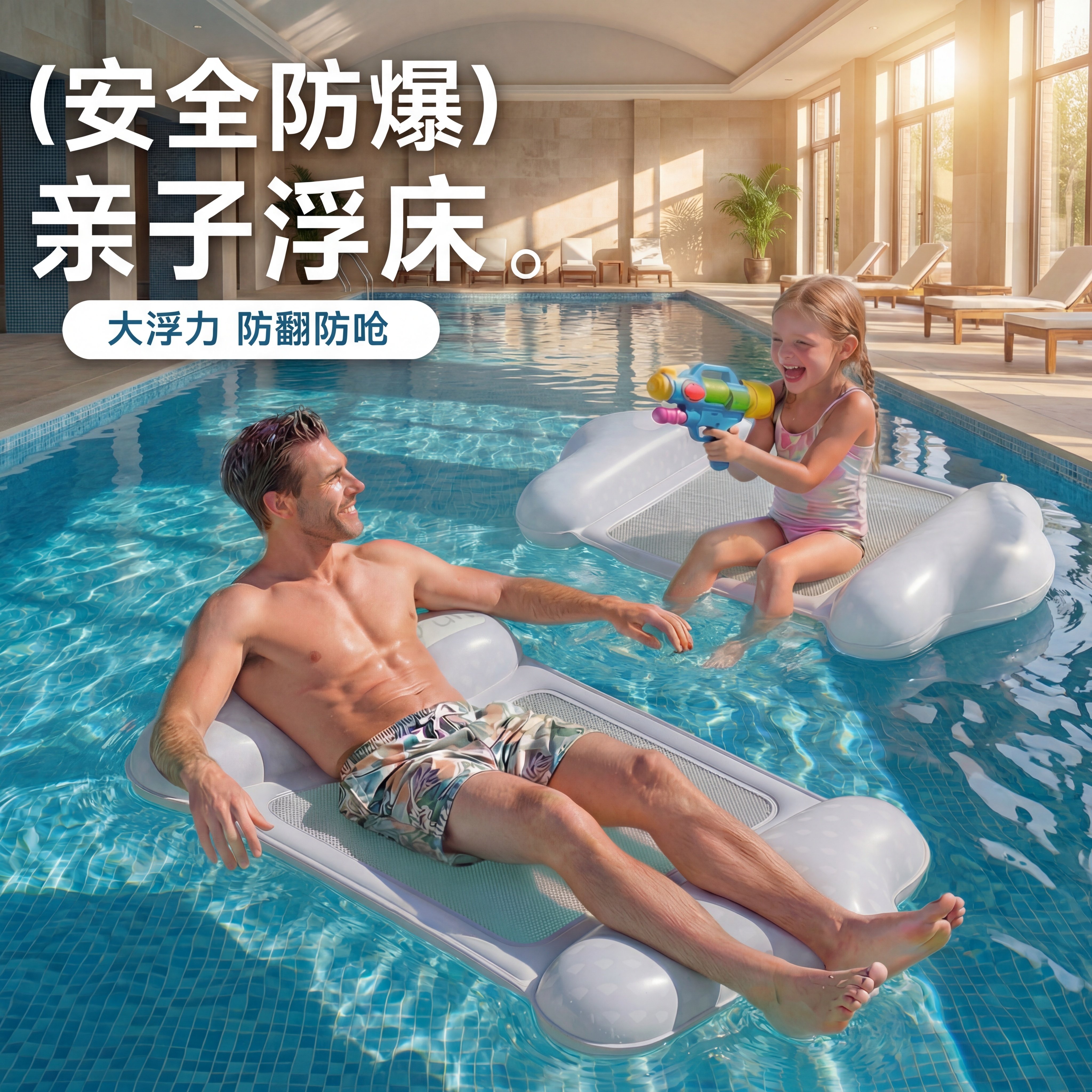 水上漂浮神器浮垫躺椅儿童游泳充气浮排宝宝坐圈成人海边玩水装备