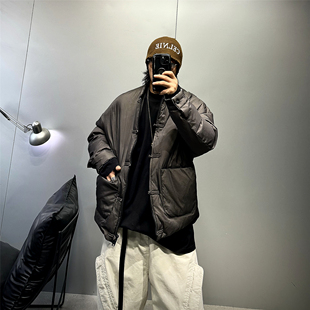 90白鸭绒轻薄款中式羽绒服男冬季保暖休闲国潮纯色百搭羽绒外套潮