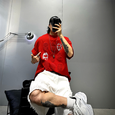 oversize落肩重磅纯棉短袖t恤男T
