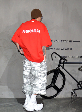 原创重磅350g纯棉vibe宽松短袖t恤男oversize廓版潮牌T半袖体恤衫