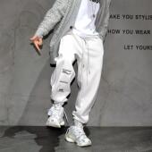 百搭长裤 黑色束脚运动健身卫裤 男潮牌字母刺绣加绒加厚针织休闲裤