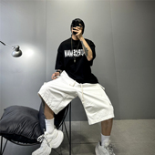 T恤 t恤男潮牌oversize落肩宽松廓形半袖 350g重磅纯棉阔版 黑色短袖