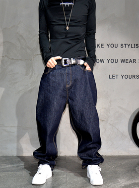 美式休闲普洗蓝色哈伦小直筒牛仔裤男潮牌宽松百搭通勤日系老爹裤