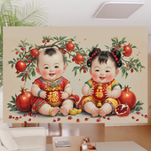 年画娃娃送子图宝宝画报墙贴备孕男女龙凤胎孕妇求子金童玉女助孕