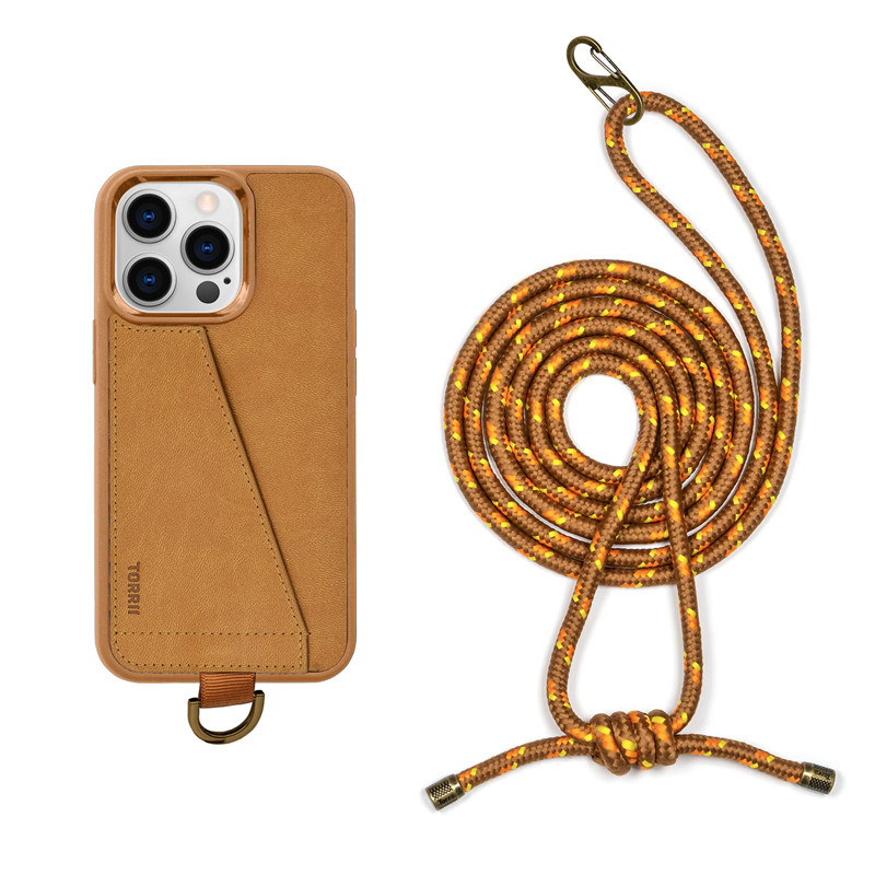 香港Torrii正品适用于苹果14ProMax手机壳插卡PU皮14Plus挂绳壳