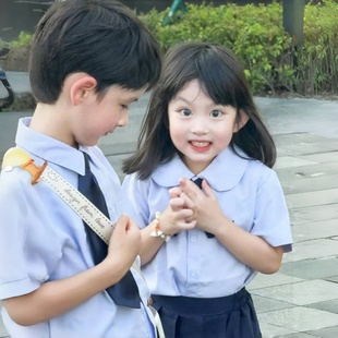 泰国泰式校服夏季学院风jk亲子套装儿童短袖幼儿园小学生毕业班服