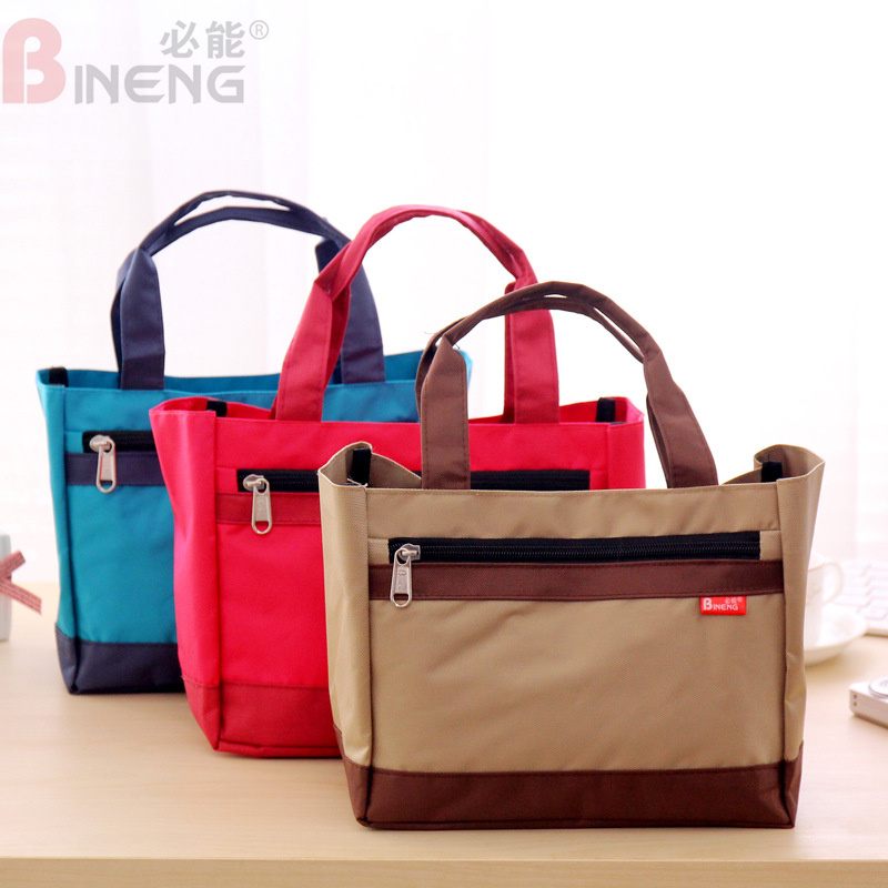 必能手提帆布袋防水多功能收纳袋小款便当饭盒拎饭包便携饭兜限量