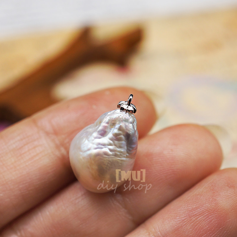 DIY 수제 보석 액세서리 수입 [실버] 백금 도금 천연 비즈와 미니 꽃 덮인 양의 눈 바늘