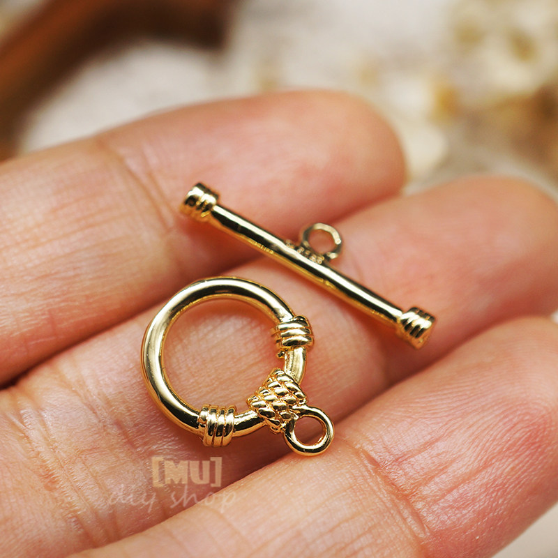 DIY 수제 액세서리 수입 18K 금도금 백금 구리 복고풍 매듭 모양 광택 OT 버클 쥬얼리 버클