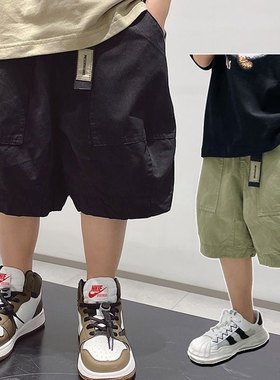 韩版男童短裤腰扣五分裤休闲中裤
