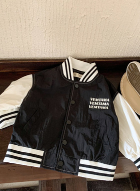 日系潮儿童高街相拼字母棒球夹克男女春秋款立领洋气时尚风衣外套