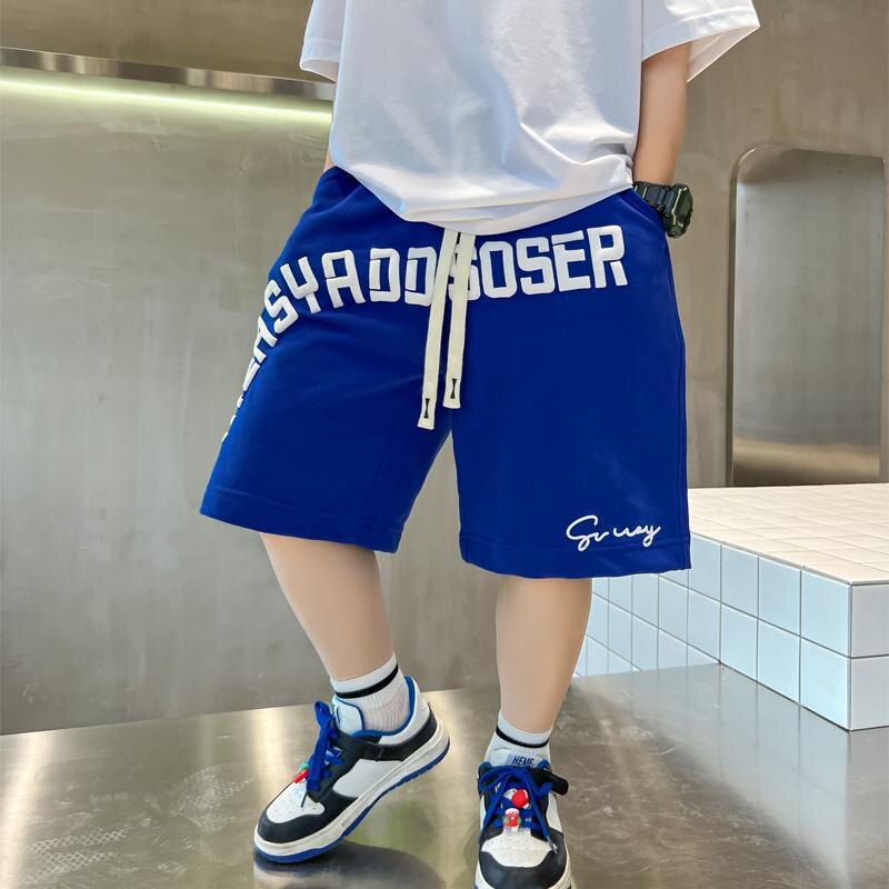 韩版儿童潮酷字母棉短裤夏季运动裤男中大童宽松休闲百搭五分裤子