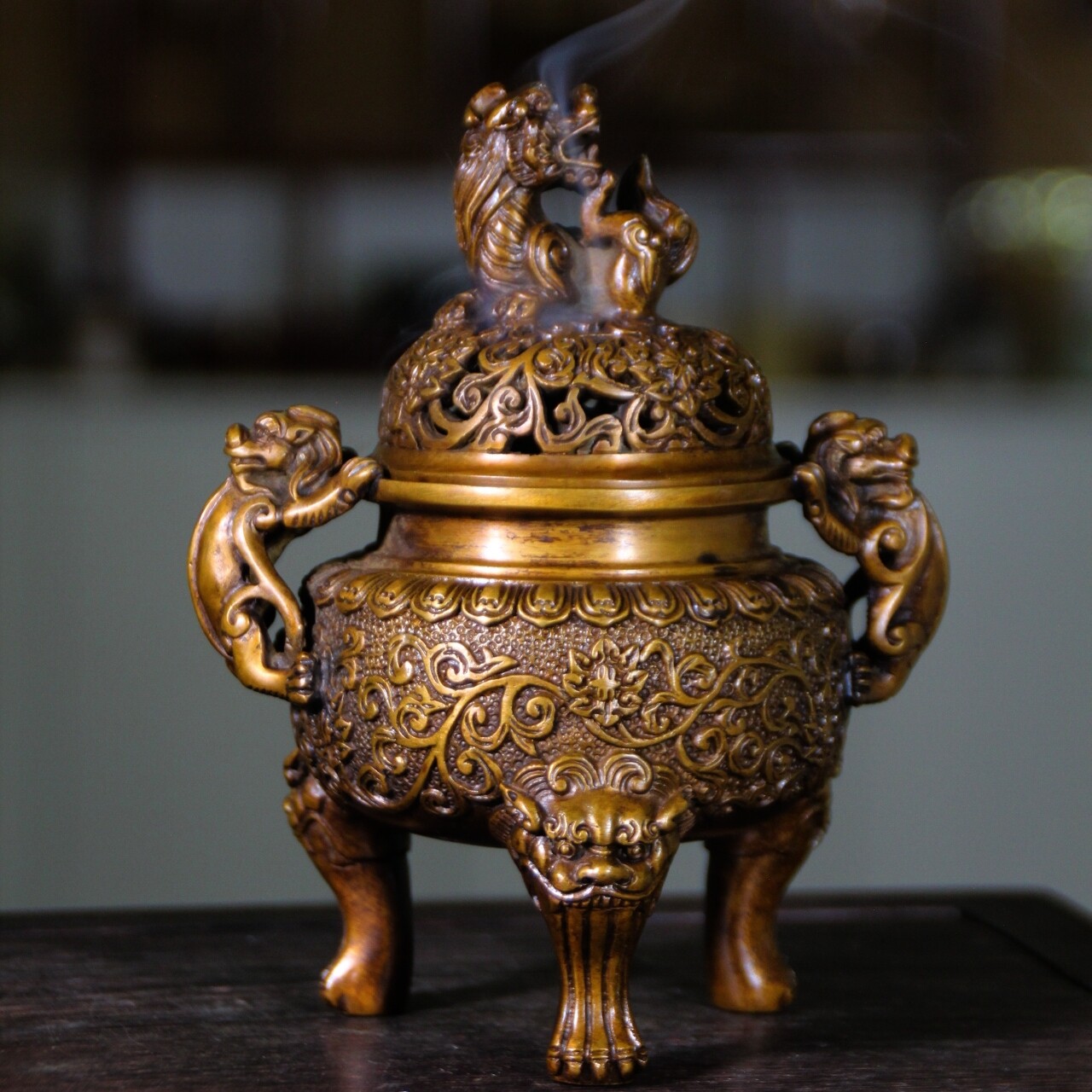 陈巧生制螭龙耳缠枝莲纹熏炉巧生炉彦岐炉香精舍宣德炉香薰炉