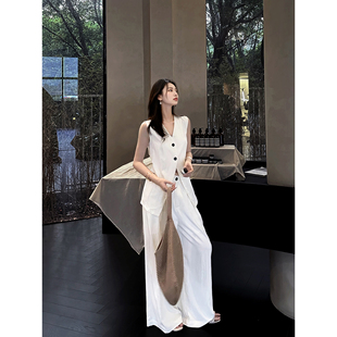 GEMQI 巨好看的夏装套装马甲休闲长裤两件套女2025超火夏装一整套