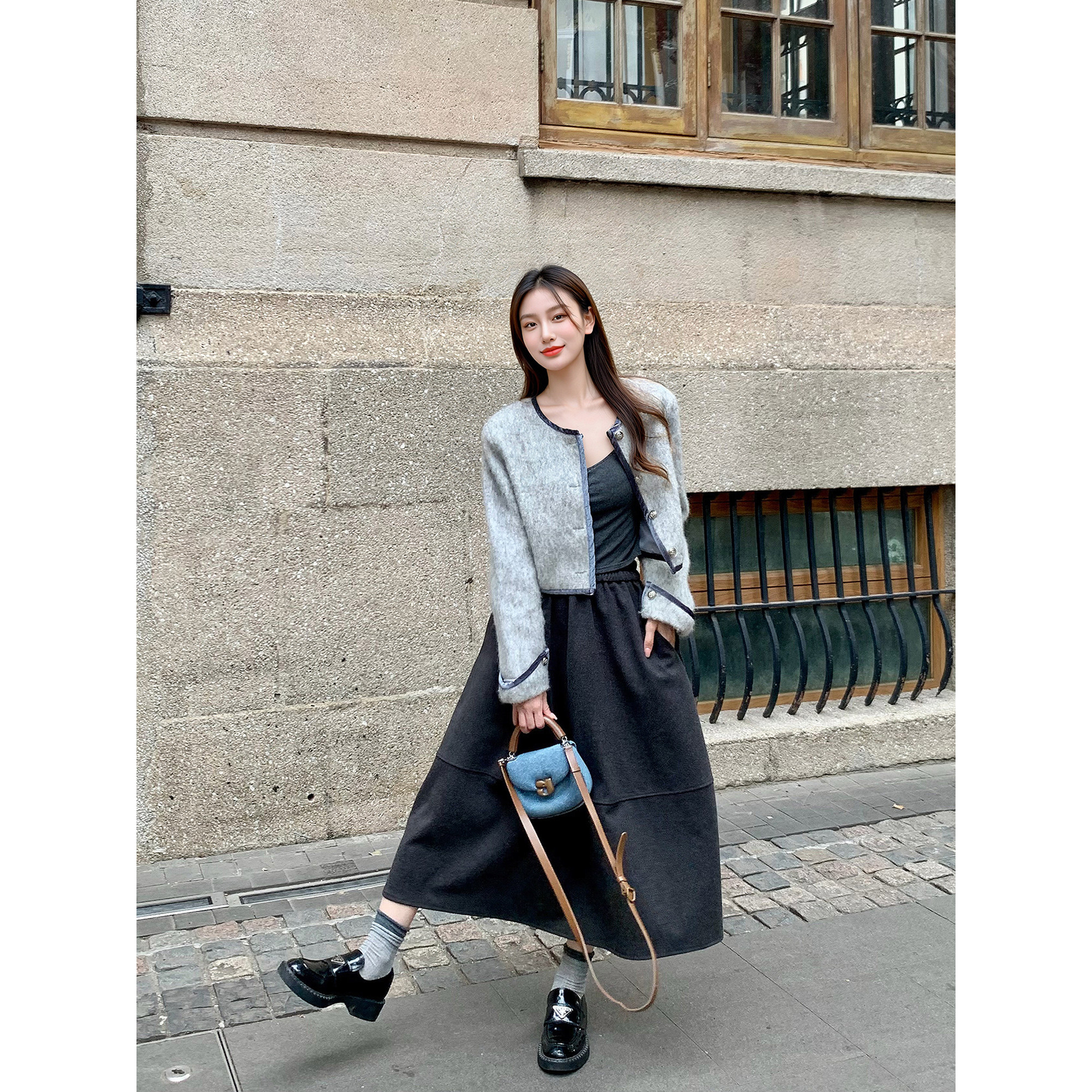 GEMQI2025新款法式小香风名媛气质毛呢外套女春秋小众冬季短上衣,女装/女士精品,半身裙,淘宝优惠券,粉丝福利购,淘宝优惠卷