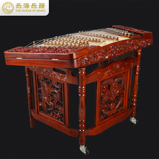 乐海扬琴 623F-A 一级红铁木豆浮雕龙402扬琴 演奏考级红木乐器