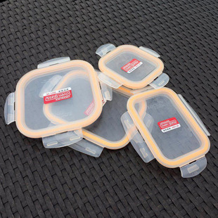 乐扣乐扣玻璃保鲜盒专用盖子正品配件便当盒盖子（带黄色密封圈）