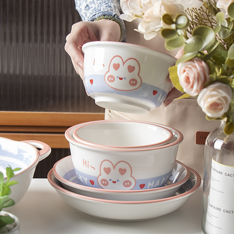 可爱卡通陶瓷碗家用高颜值餐具